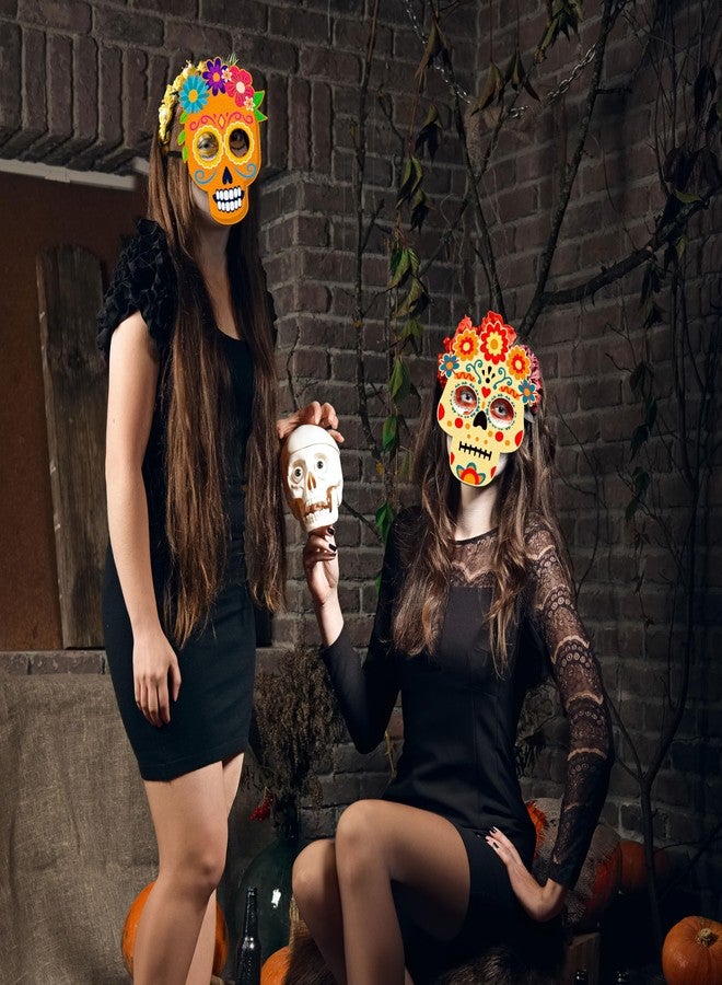 80UncleKimby 8PCS Dia De Los Muertos Masks - Halloween Felt Sugar Skull Crafts, Day of The Dead Costume Accessories Decorations Classroom Activities Party Favors - Image 2